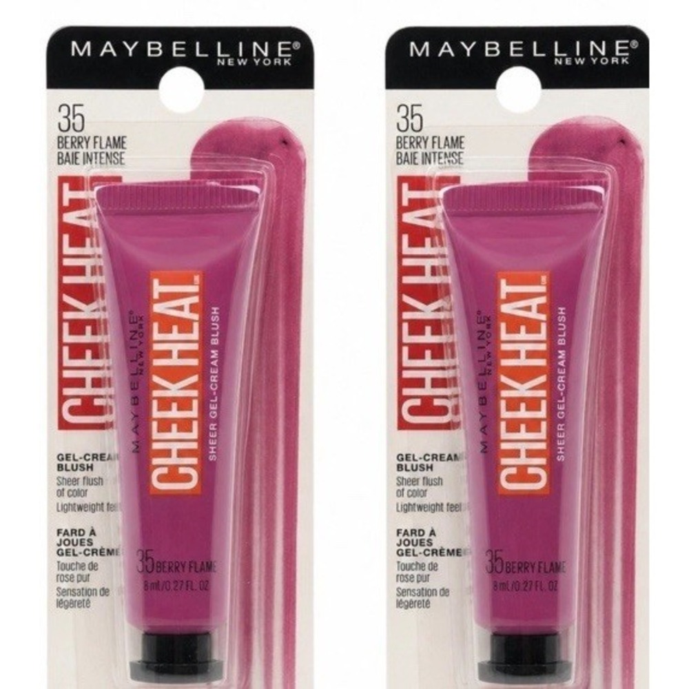 Maybelline Cheek Heat Gel-Cream Blush Berry Flame Liquid Makeup 35 2pk
